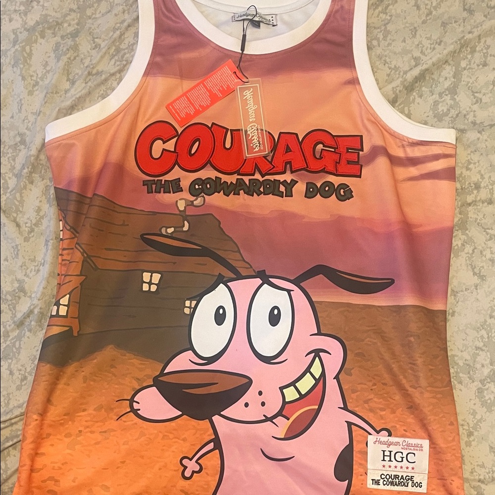 Nostalgia Courage the Cowardly Dog Tank Top - Pink and Orange